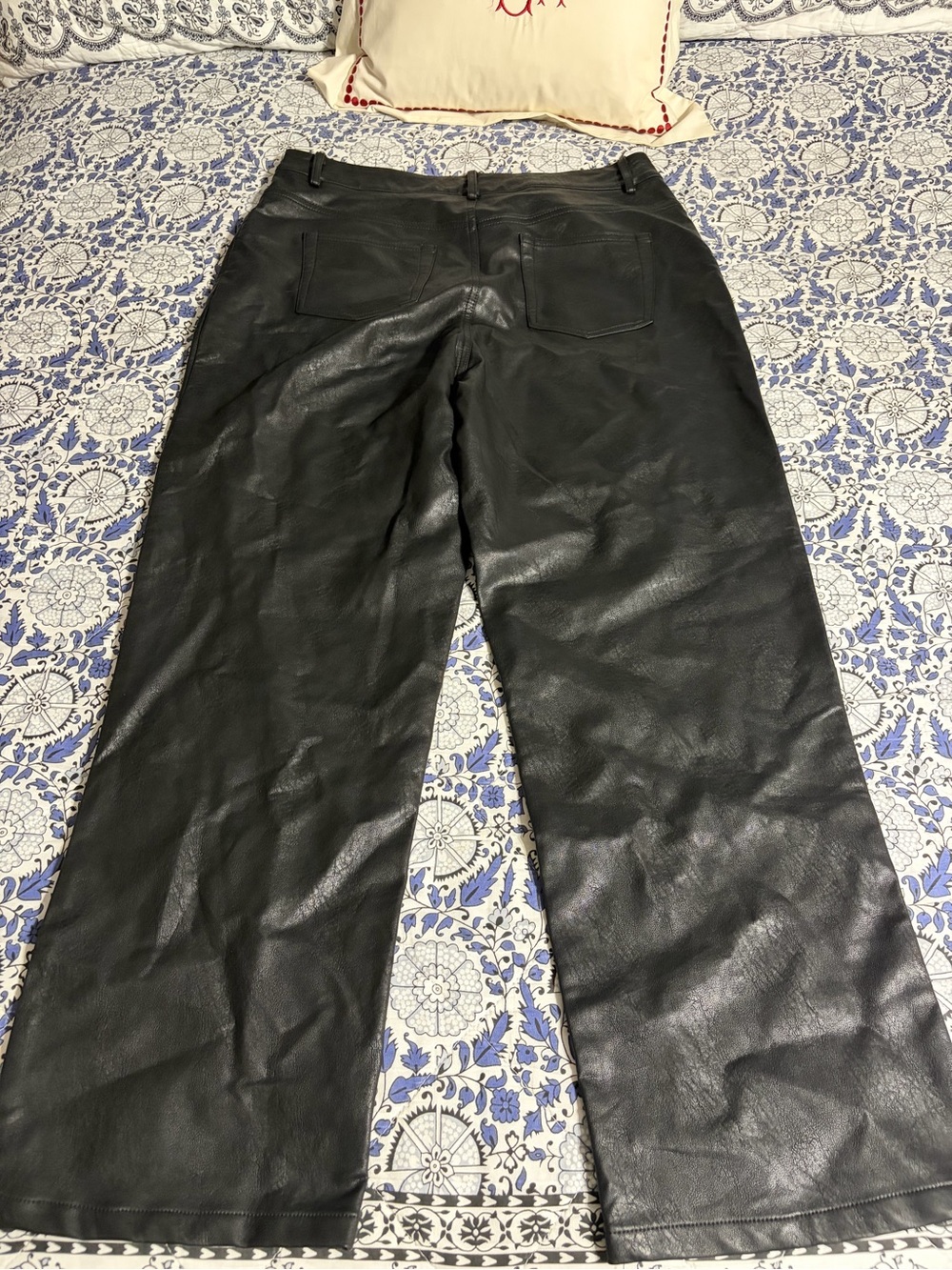 Like new Ee-some Black Faux Leather Wide Leg Pants size large